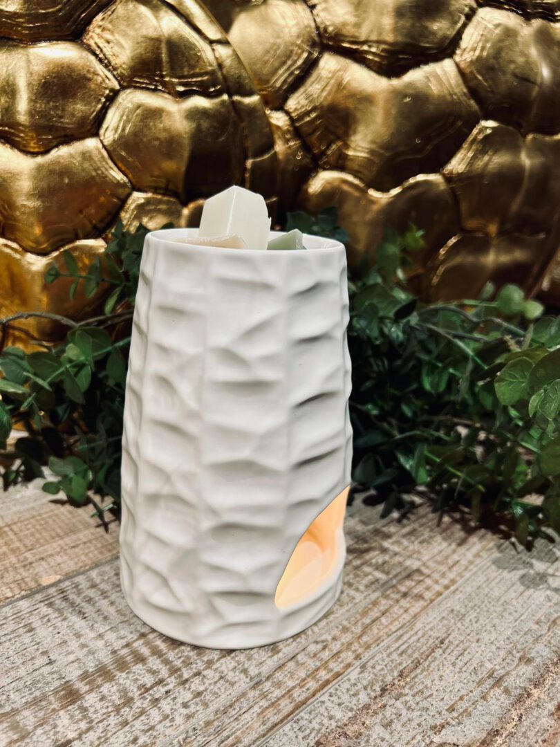 De Pion Gebeiteld Wit waxbrander van Scentchips is een prachtig vormgegeven brander die speciaal is ontworpen voor het smelten van geurwaxen.